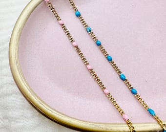 18K Gold Plated Stainless Steel Enamel Chain: Tarnish Resistant Permanent Jewelry Supply