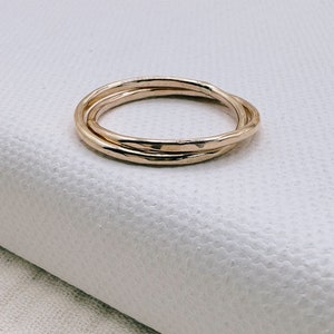 Gold Fidget Ring Rolling Ring Sister Interlonking Ring Hammared Mixed Metal Ring Anxiety Ring ADHD Ring Minimalist Silver and Gold Ring