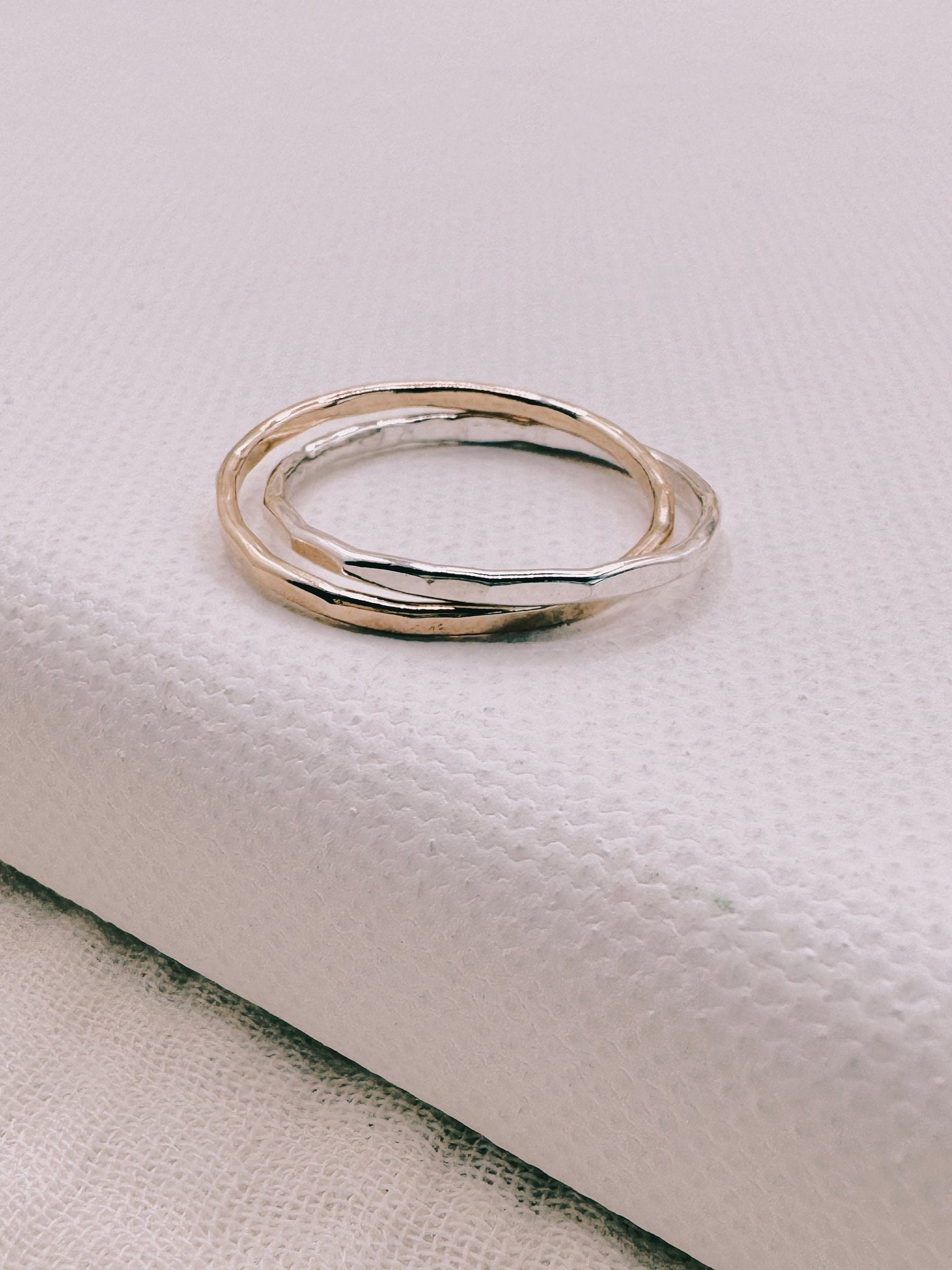 Mixed Metal Fidget Ring: Sterling Silver & Gold Filled Interlocking ...