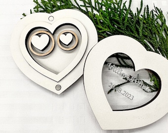 Wedding ring box for ceremony, Custom Engagement ring box, wooden personalized ringbox hochzeit ringkissen boite alliance Hölzerne ring dish
