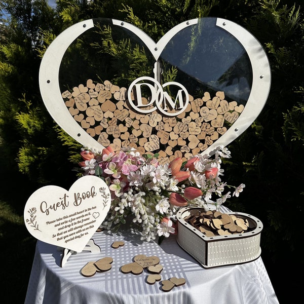 Wedding Ceremony Decor, Guest Book Alternative, Wood Decorations, Drop Box Heart, Bridal Shower Gift, Guest Book Sign, Heart GuestBook