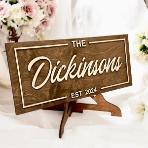 Bridal Shower Gift | Personalized Wedding Gift Last Name Established Sign Anniversary Gift Engagement Gifts Valentines Day Gift | Wood Sign