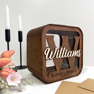 Caixa para cartões de casamento com fenda, caixa de presente de casamento rústica, caixa de cartão de madeira personalizada, presente de casamento personalizado, decoração de casamento boho, caixa de cartão de acrílico