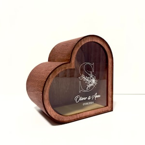 Caixa de cartão em formato de coração para doces dezesseis, caixa de cartão rústica para recepção de casamento, caixa de cartão de casamento com slot, caixa de lembrança de madeira para cartões