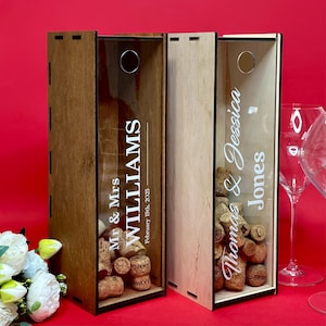Engagement Gift for Couple, Personalized Engagement Wine Bottle Box, Custom Champagne Box, Wooden Wine Box, Pairs Well With Getting Engaged