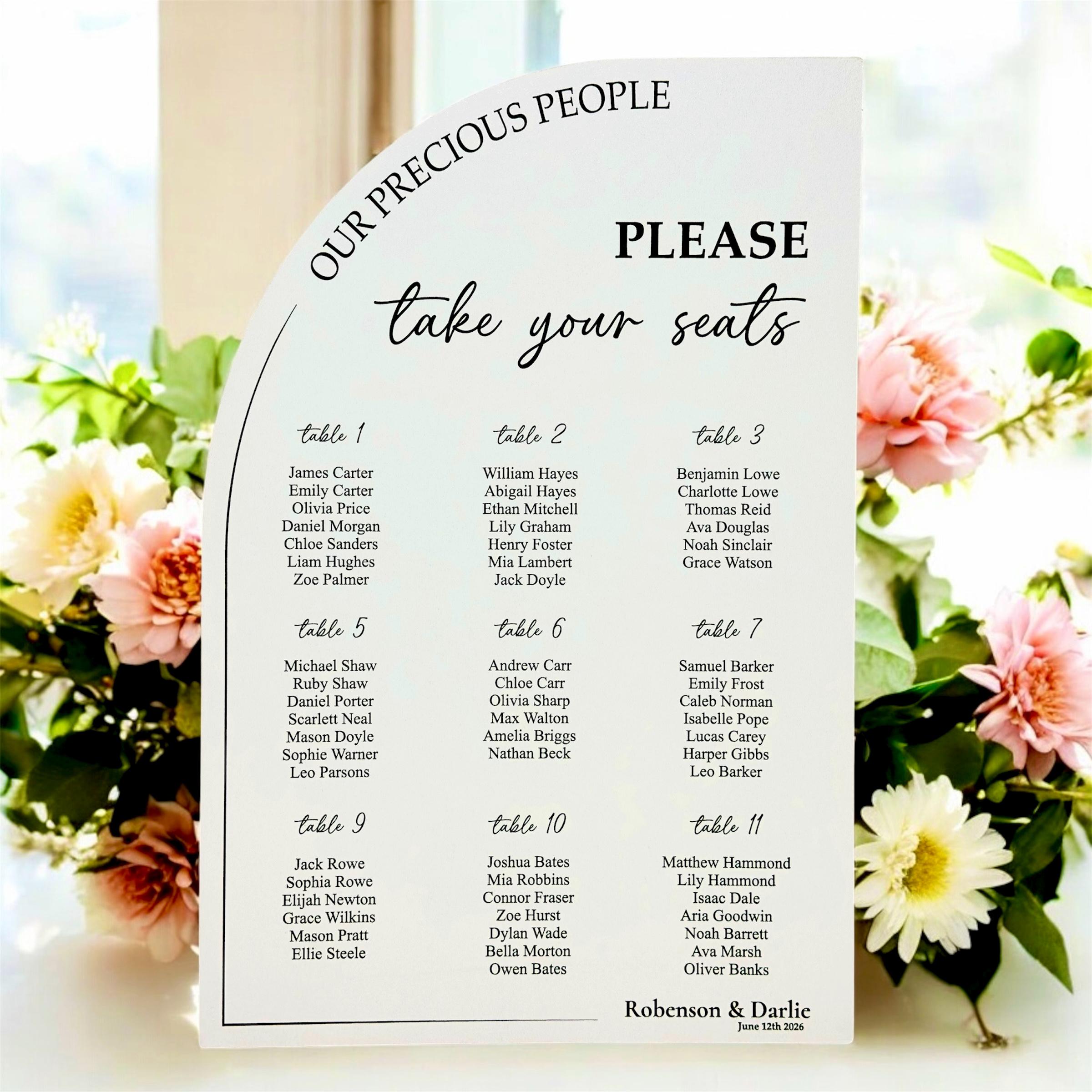 Elegant Wedding Seating Chart | Printable Guest Table Sign | Custom ...