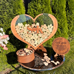 Alternativa al libro degli ospiti per matrimonio - A forma di cuore, cartello personalizzato per matrimonio, regalo di anniversario, libro degli ospiti in legno personalizzato, decorazione rustica boho per matrimonio
