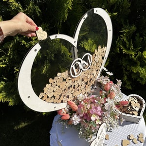 Heart Shaped Drop Box Guest Book with Hearts, Wedding Guest Book Alternative, Custom Acrylic Wedding Sign, Wedding Gift from Parents
