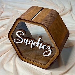 Scatola per biglietti di nozze personalizzata per decorazioni rustiche per matrimoni, scatola in legno con fessura per biglietti e buste, regalo di anniversario unico per lei