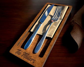 Wooden Сutlery Holder, Tabletop caddy, Restaurant Cutlery Case, Custom Cutlery Holder with Personalization, Restaurant Cutlery Holder