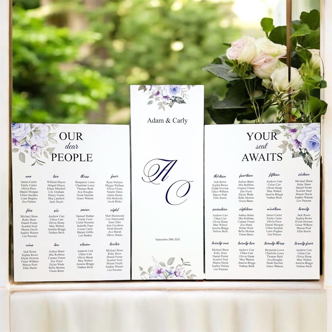 Editable Wedding Seating Chart | Custom Guest List Sign | Printable ...