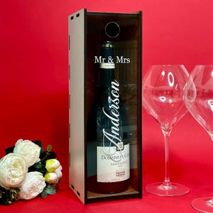 Wedding Wine Bottle Box, Personalized Engagement Champagne Box, Customized Wedding Couple Names Gift, Custom Engagement Present