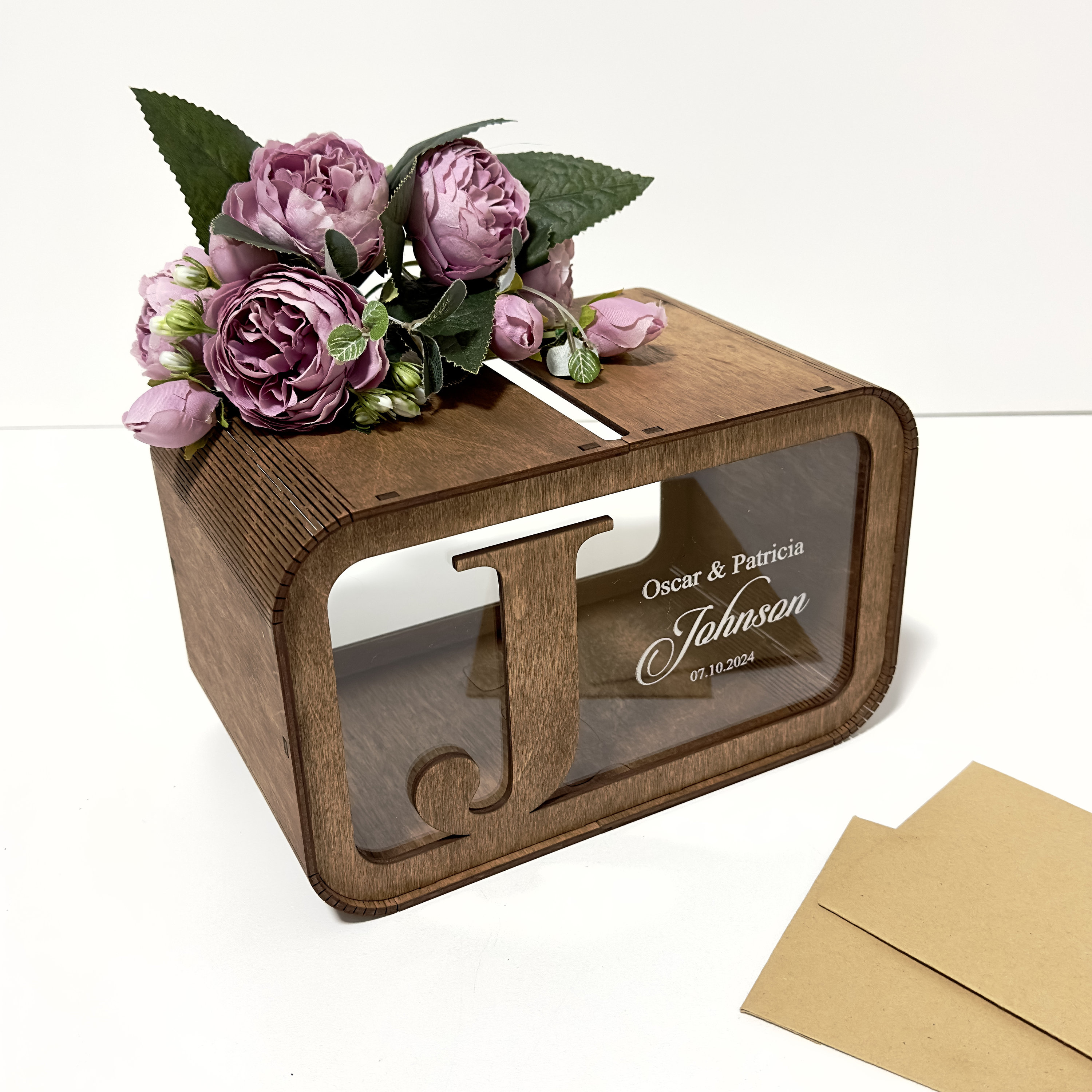 Wedding Card Box with Slot Rustic Wedding Gift Box Custom Wooden Card Box Personalized Wedding Gift Boho Wedding Dcor Custom