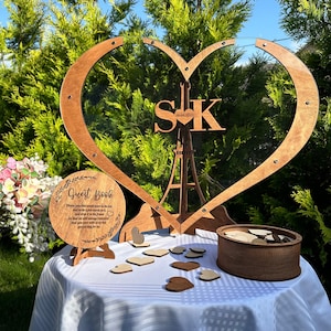 Cassetta di sicurezza, libro degli ospiti per matrimonio, nomi alternativi e libro degli ospiti a forma di cuore, decorazioni per matrimonio rustiche, libro degli ospiti in legno, matrimonio country boho