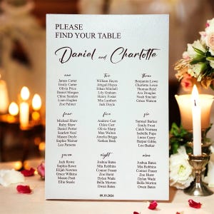 Elegant Wedding Seating Chart | Printable Guest Table Sign | Custom Table Assignment Board | Find Your Table Sign | Guest Seating Plan Board