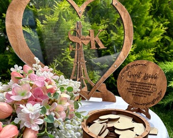 Personalized Guest Book - Wedding GuestBook Alternative - Heart Form, Wedding Sign, Rustic Wedding Decor, Wooden Heart Guestbook, Guest Book