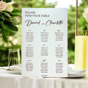 Printable Wedding Sign | Custom Guest Seating Chart | Table Assignment Board | Elegant Reception Sign | Table Plan | Custom Guest Table Plan