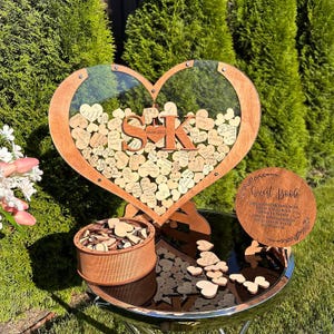 Libro degli ospiti per matrimonio a forma di cuore – Libro degli ospiti in legno – Decorazione rustica personalizzata per matrimonio – Libro degli ospiti a forma di cuore – Cornice per matrimonio