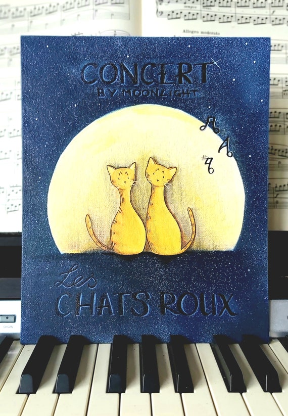 Les Chats Roux Concert By Moonlight Handmade Painting Art Etsy Les Chats Roux Concert By Moonlight Handmade Painting Art Etsy