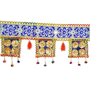 Indian door hanging, colorful toran, Boho tapestry handmade door valance, window decor, hippie wall hanging, bohemian decor Door Toran