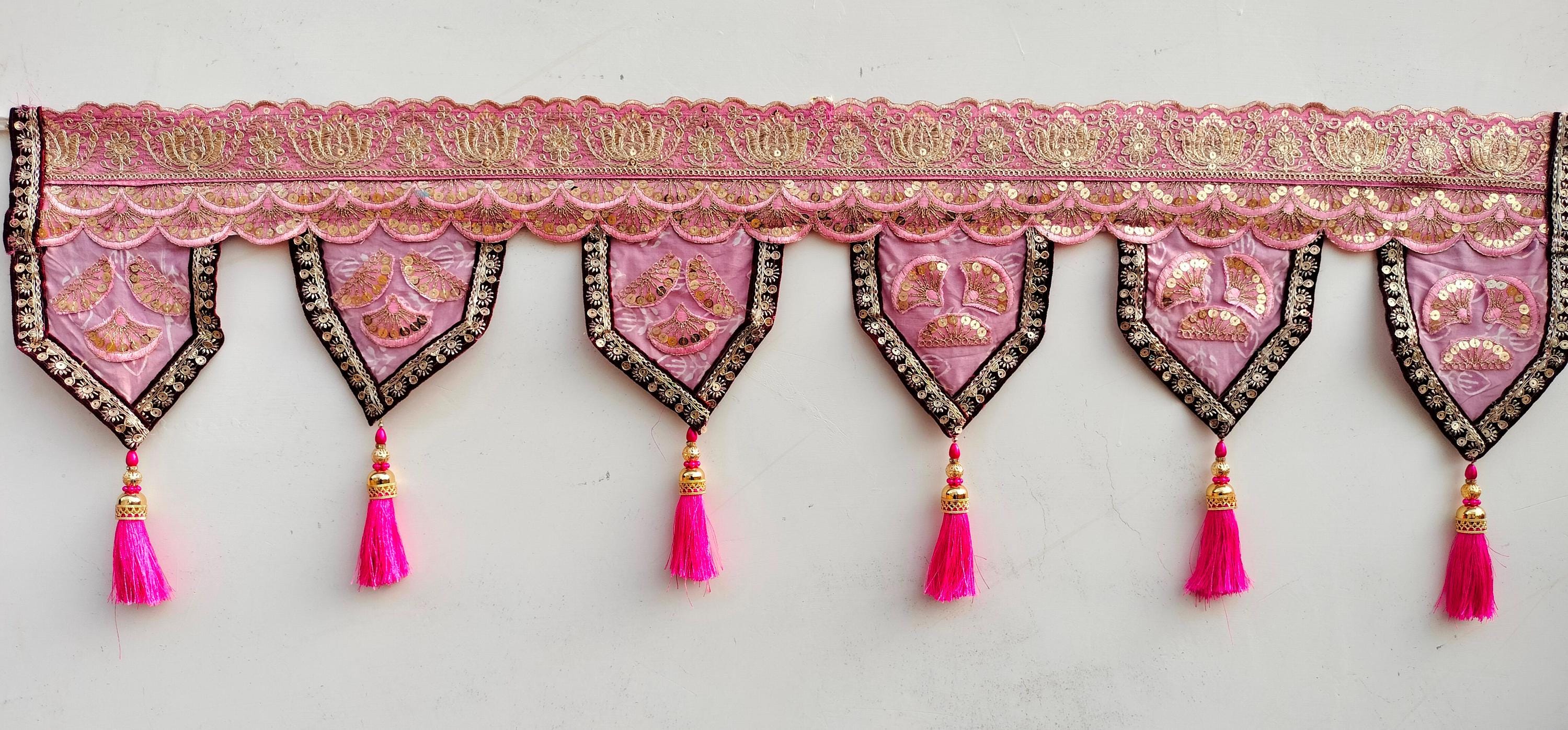 Toran Mural Ancien Du Rajasthan - Suspension Indienne 50x36 Cm - Coton Et Soie