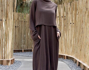 Sukienka wełniana z długim rękawem i kieszeniami // Sukienka wełniana zimowa // Elegancka sukienka