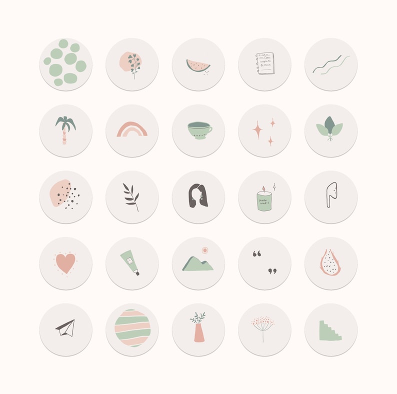 Instagram Highlights Cover. Mint Smoothie. Summer Highlights. Etsy