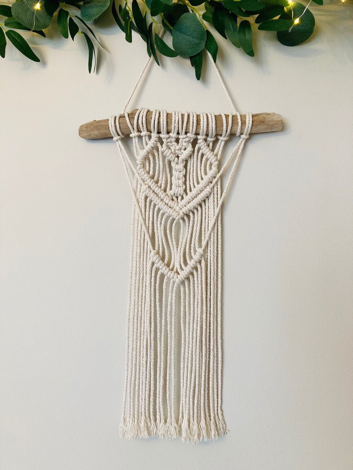 Cream Macrame Wall Hanging With Driftwood Etsy