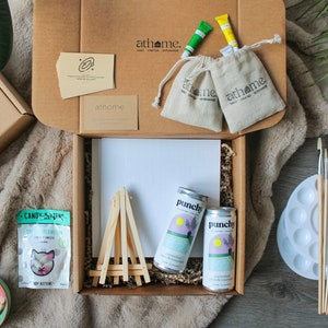 Caja de experiencia Sip n' Paint / Cita romántica / Regalo para parejas / Regalo de San Valentín / Regalo de aniversario / Regalo de cumpleaños / Inauguración de casa / Kit de bricolaje