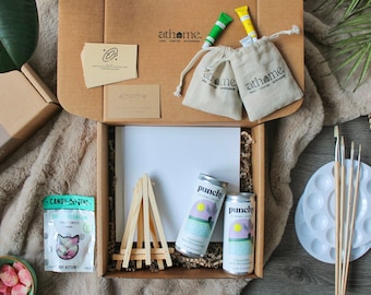 Sip n' Paint Experience Box | Date Night | Gift for Couples | Valentines Gift | Anniversary Gift | Birthday Gift | Housewarming | DIY Kit