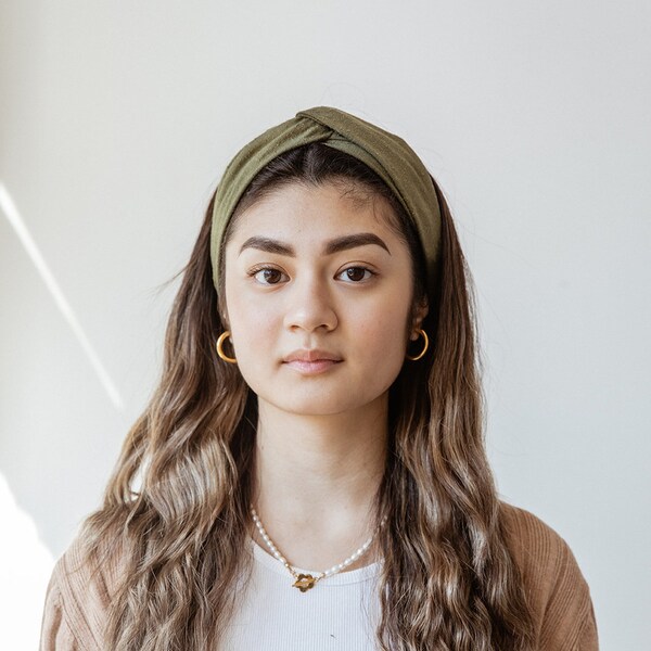 Embroidered Silk Noil Bandana