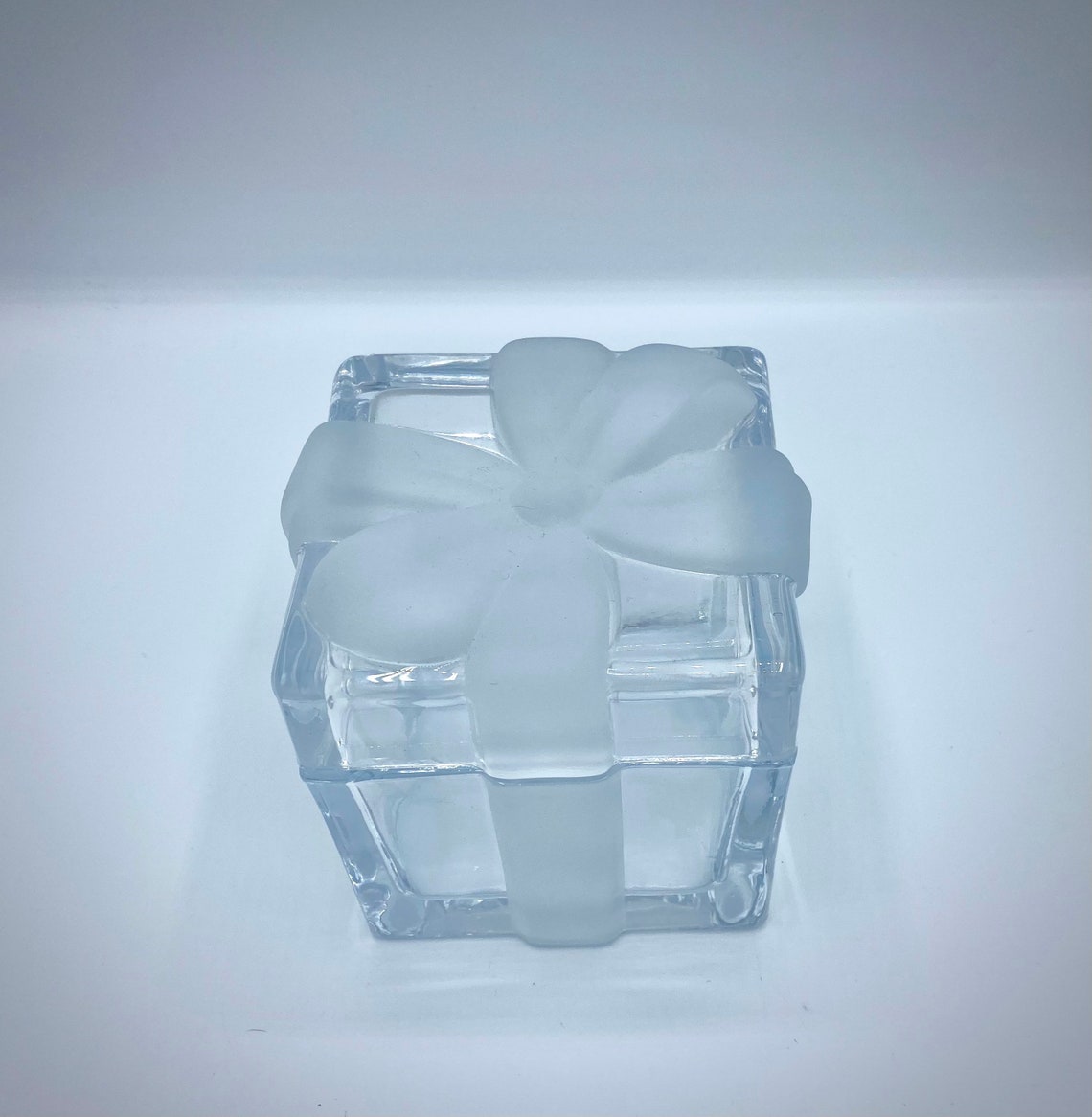 Vintage Tiffany & Co. Style Crystal Glass Gift Box w/Frosted Etsy