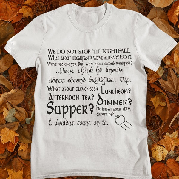 Second Breakfast Design on a T Shirt, What About Second Breakfast Tee, Lotr t-shirt, Gift for Foodie, Funny Food Shirt