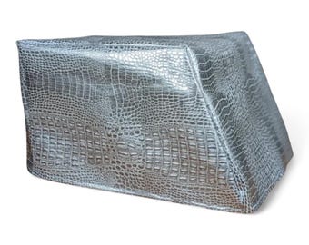 Size Large/XL Premium Platinum & Ivory Alligator Vinyl Leather Typewriter Dust Cover