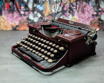 1930 Alligator Red Royal Model P Manual Portable Typewriter, Professionally Reconditioned And Working