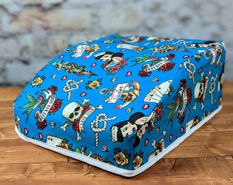 Size Medium Premium Cotton & Velvet Vintage Tattoo Print Typewriter Dust Cover