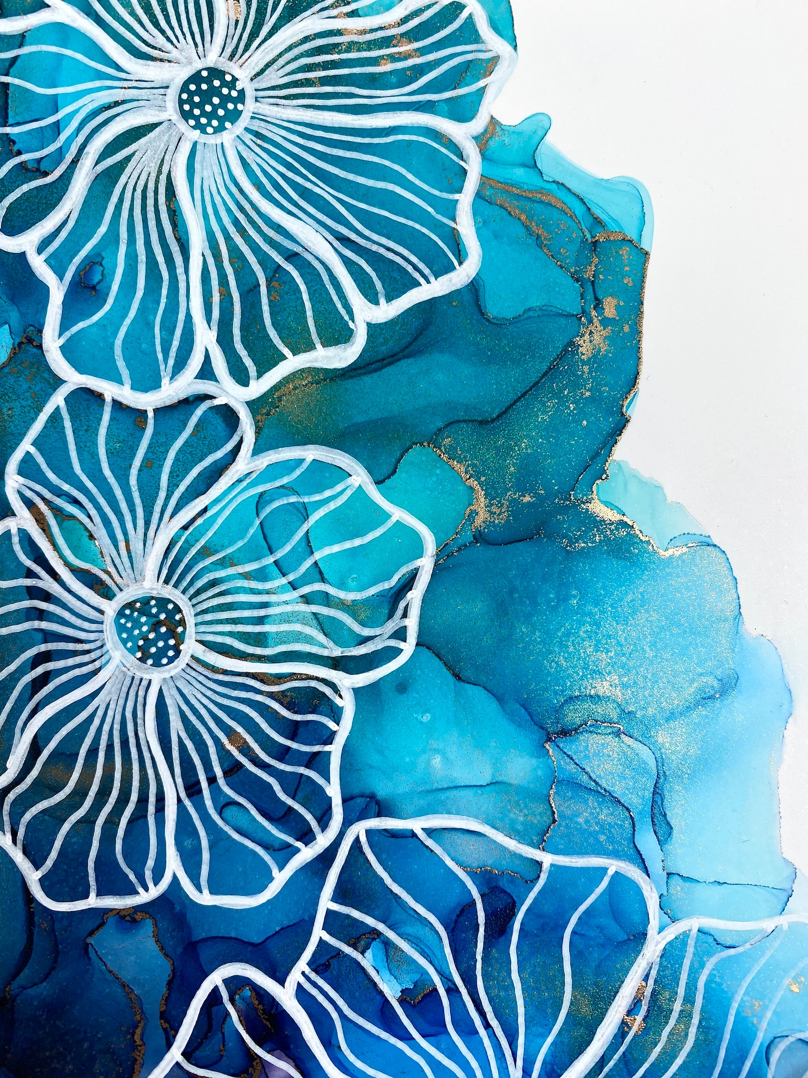 Alcohol Ink Art / Original / Modern Art / Painting / Green Etsy