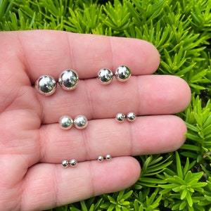 Sterling Silver Ball Stud Earrings/ 3mm/4mm/5mm/7mm/8mm/10mm Pairs