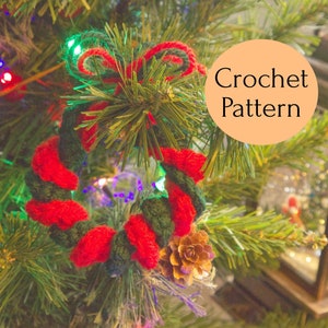 Crochet Pattern Christmas Mini Wreath with Bell, Beginner Crochet Pattern, Step by Step Tutorial, DIY Craft Home Decor, Quick Gift Tag Idea