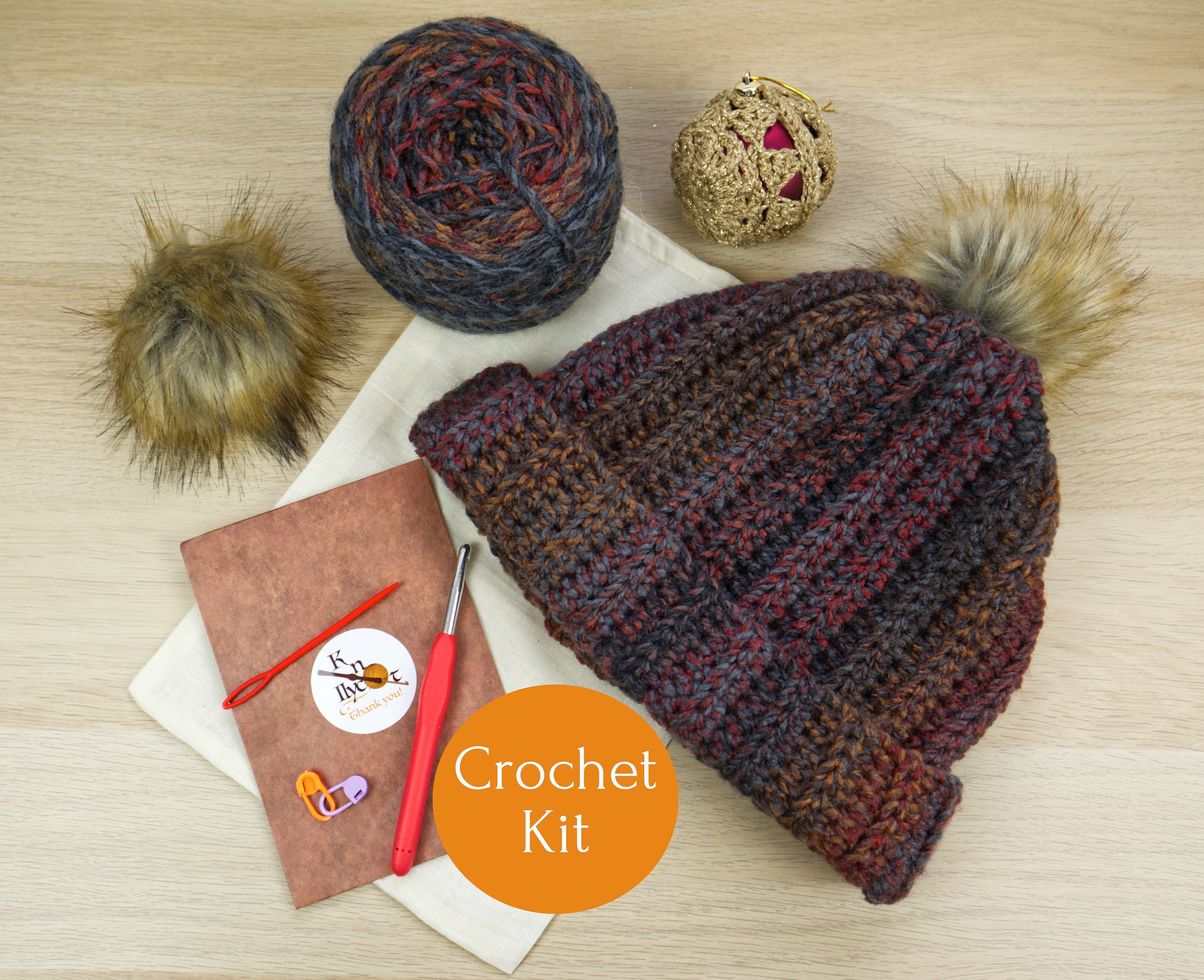 Crochet Kit, Beginners Crochet Kit, Crochet Hat Kit With Yarn