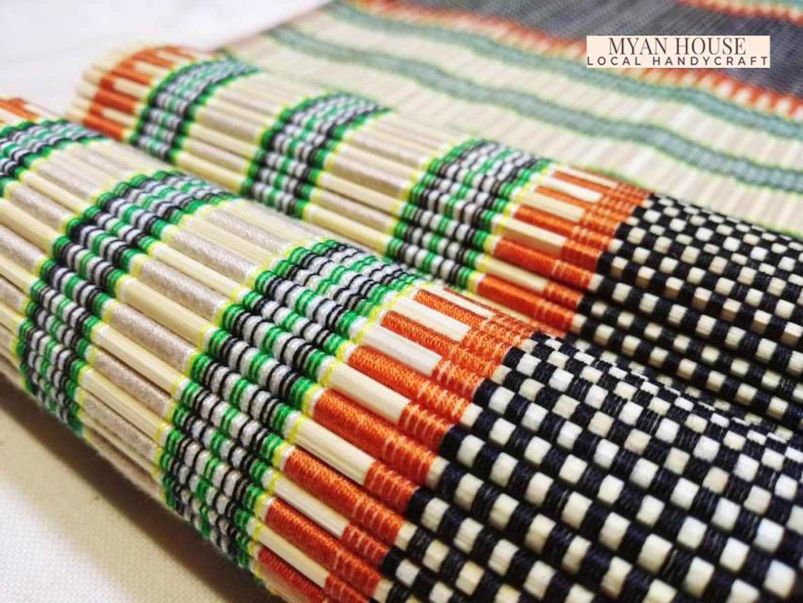 Handwoven Rectangular Bamboo 4xtable Mat and 8xcoasters Bowl Etsy