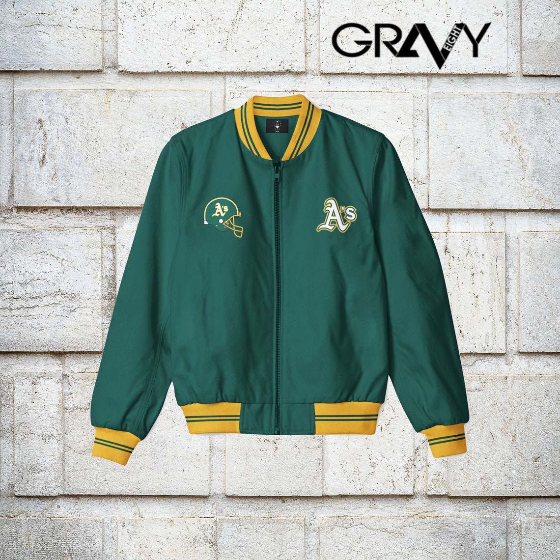 Grav8y Oakland athletics Men's Bomber jacket Green and Etsy