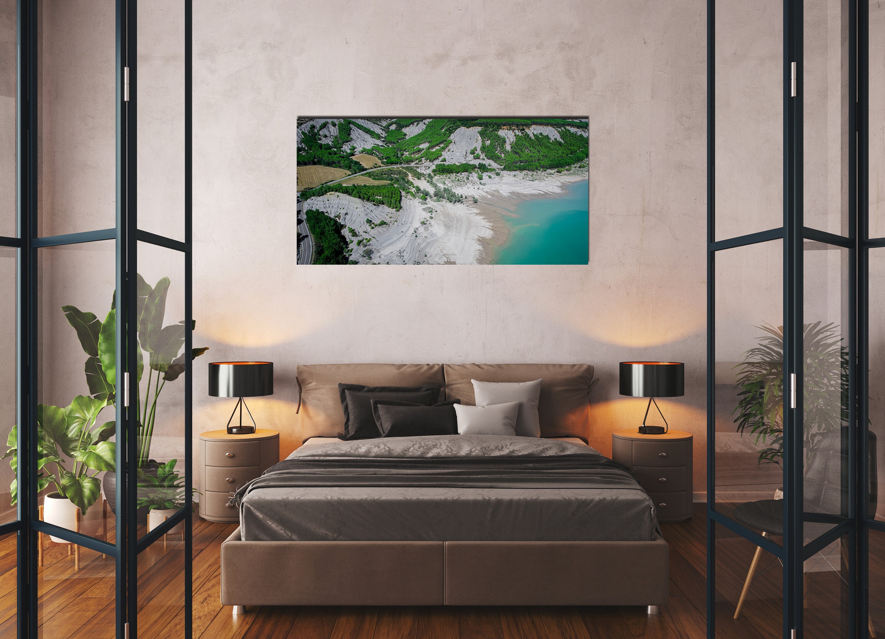 Plage Blanche, Eau Turquoise et Forêt Verte - Tirage Photo sur Aluminium