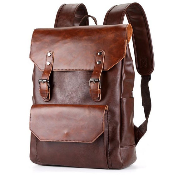 Leather Backpack for Men Vintage Leather Backpack Travel - Etsy
