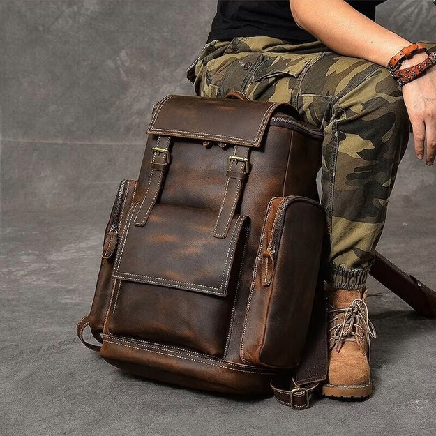 Leather Backpack for Men Vintage Laptop Backpack Travel - Etsy New Zealand