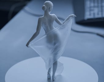 1:6 Sexy Art Sculpture Female Women Girl Body Oriental Dancer Transparent Cloth Posture Act Show 3D Printing Stand