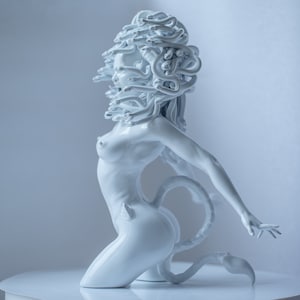 1:4 Medusa Anger Sculpture Statue Bust Snake Hairstyle Horns Tail Evil Body Upper Doll Ornaments Greece Myth