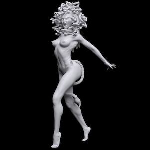 1:6 Medusa Anger Sculpture Statue Snake Hairstyle Horns Tail Evil Body Doll Ornaments Greece Myth
