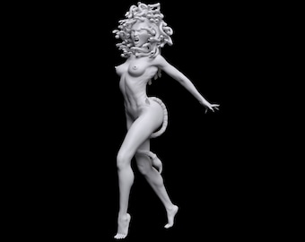 1:6 Medusa Anger Sculpture Statue Snake Hairstyle Horns Tail Evil Body Doll Ornaments Greece Myth
