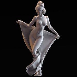 1:6 Sexy Art Sculpture Female Women Girl Body Oriental Classical Dancer Transparent Cloth Posture Act Show 3D Printing Stand